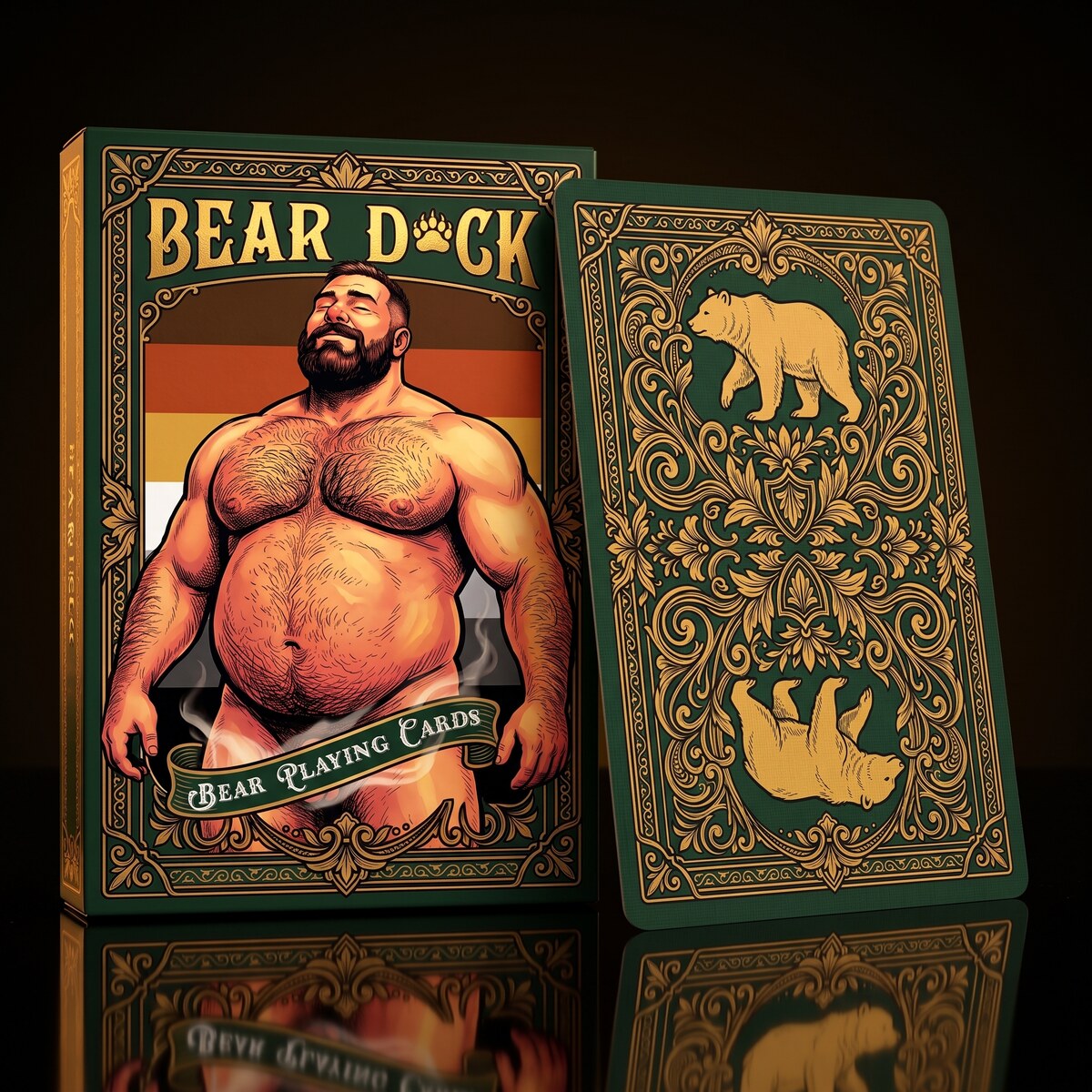 Bear Deck - bear-pride playing cards, box and gold card back